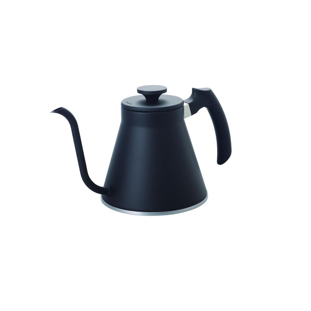 Black gooseneck kettle on a white background