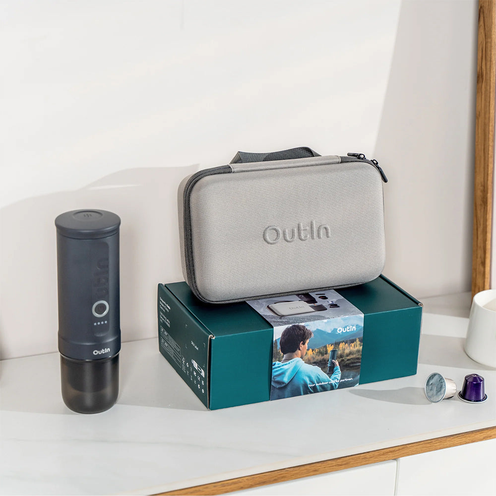 OutIn Traveler Nano Portable Espresso-Machine Gift Set (Space Grey)