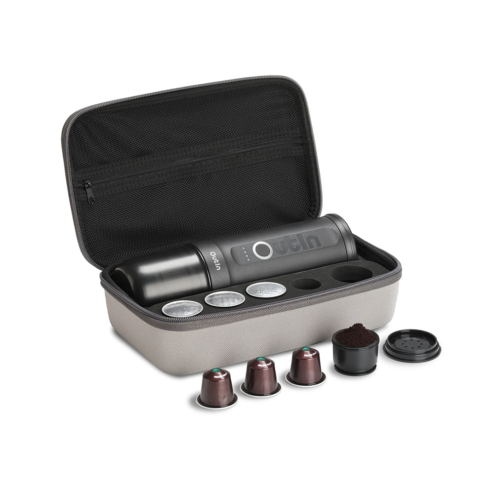 OutIn Traveler Nano Portable Espresso-Machine Gift Set (Space Grey)