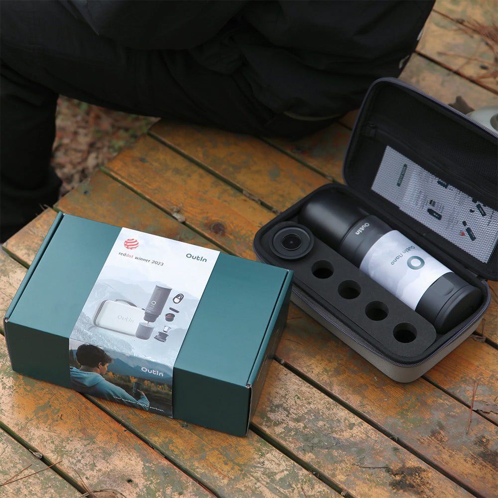 OutIn Traveler Nano Portable Espresso-Machine Gift Set (Space Grey)