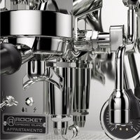 Rocket Appartamento Black espresso machine detail view.