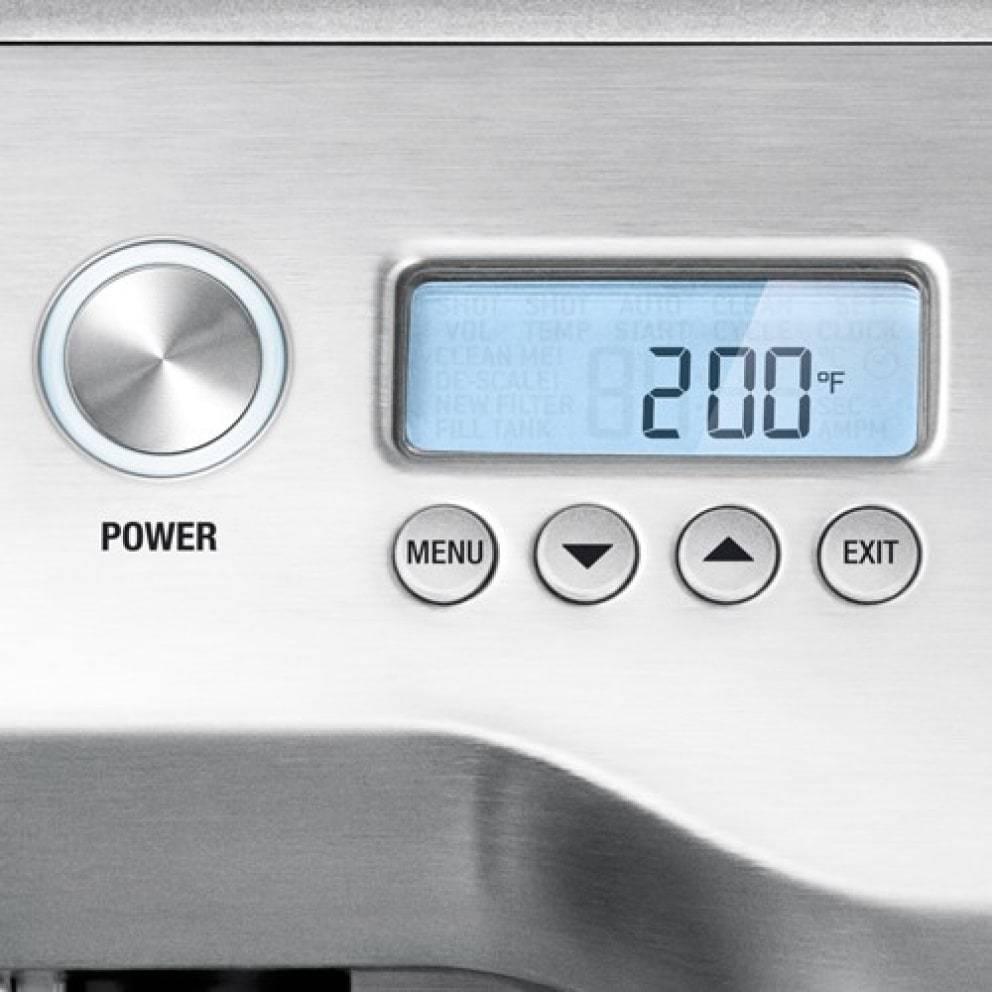 Stainless steel appliance control panel with digital display showing 200°F